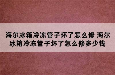 海尔冰箱冷冻管子坏了怎么修 海尔冰箱冷冻管子坏了怎么修多少钱